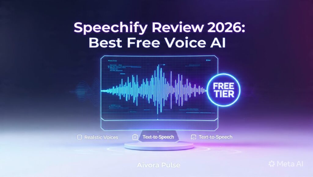 Speechify text to speech web interface showing free AI voice generation and natural audio rendering in 2026