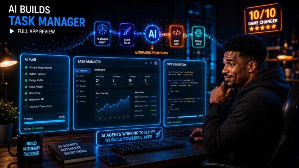 A digital workspace showing n8n and Base 44 platforms for our hands-on AI Agent Tools Review 2026.
