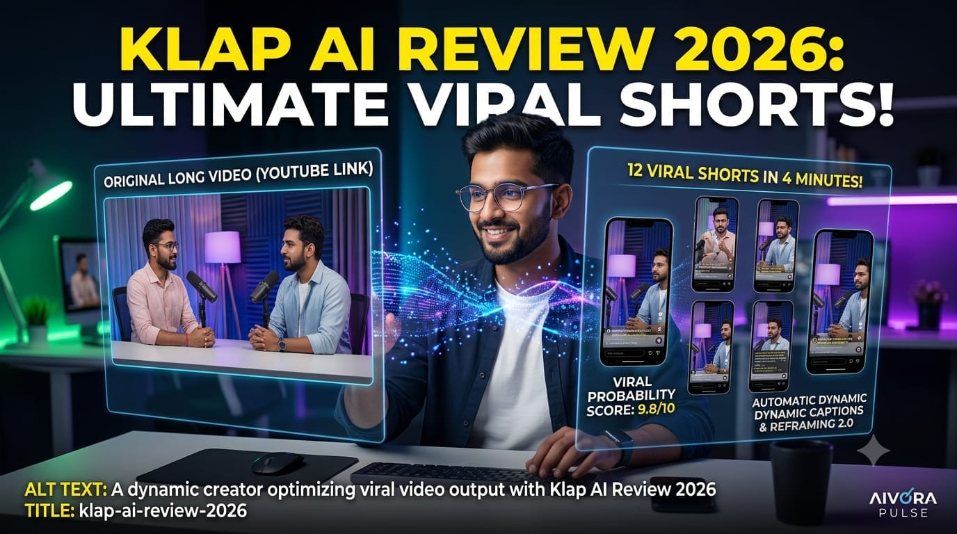 A content creator testing the dashboard for our hands-on Klap AI Review 2026 to generate viral shorts.