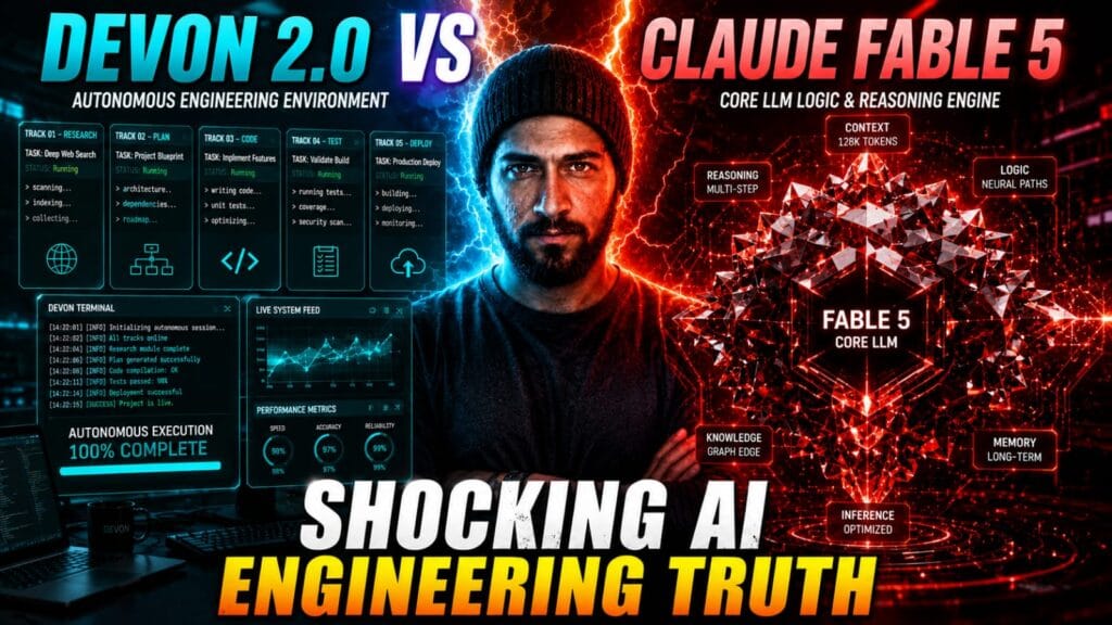 An architectural workspace visualization for our Devon 2.0 vs Claude Fable 5 report