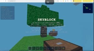 Playable 3D minecraft skyblock game replica layout compiled by Claude Fable 5
