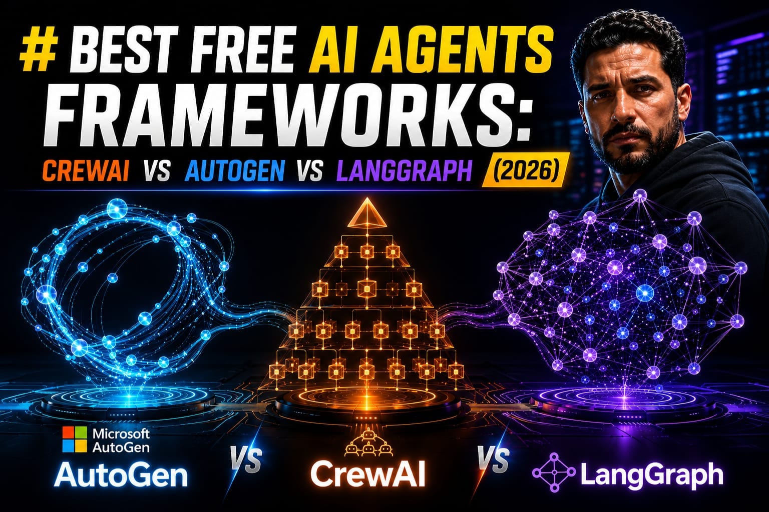 A comprehensive technical comparison grid evaluating CrewAI, Microsoft AutoGen, and LangGraph as top AI Agents Frameworks.