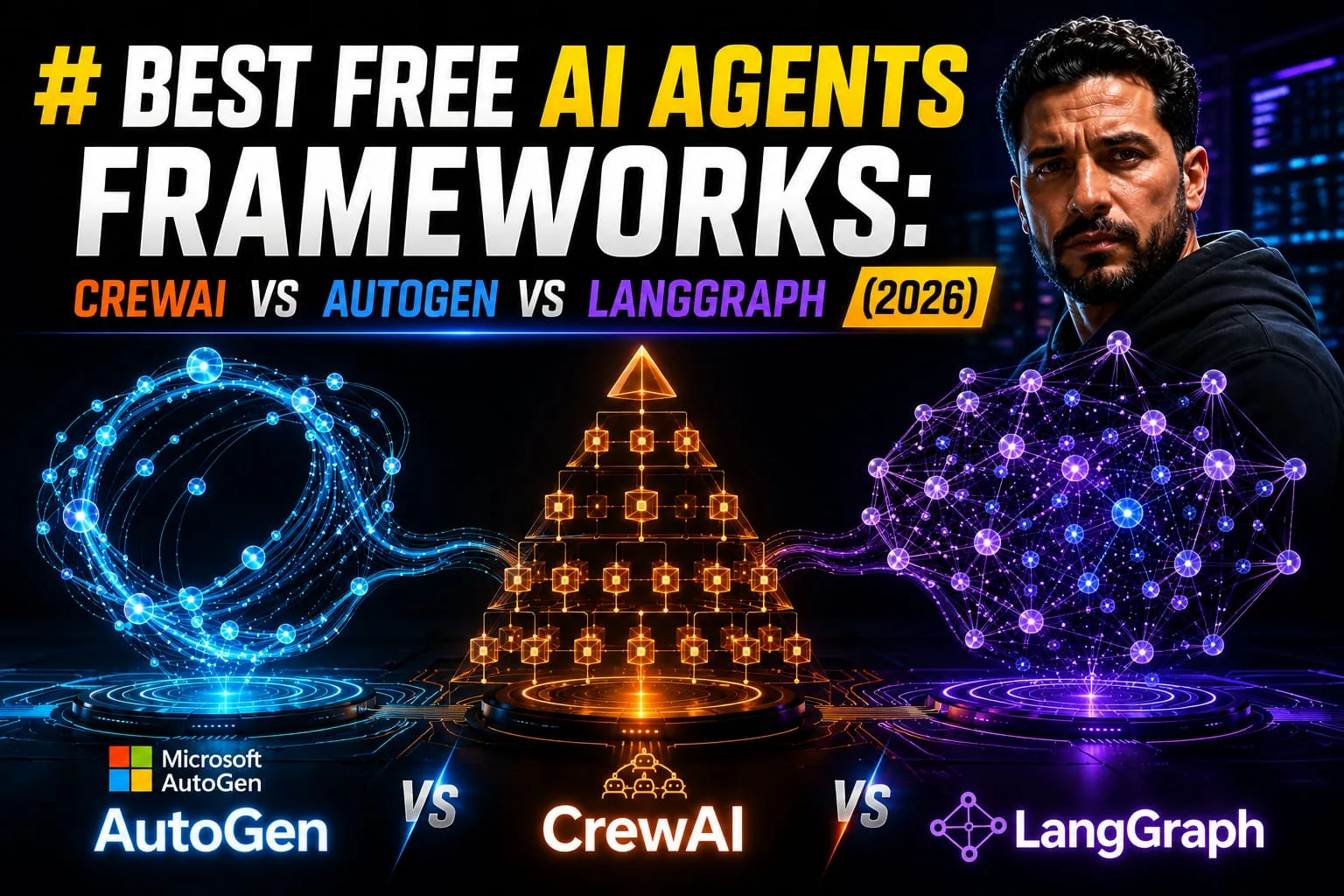A comprehensive technical comparison grid evaluating CrewAI, Microsoft AutoGen, and LangGraph as top AI Agents Frameworks.