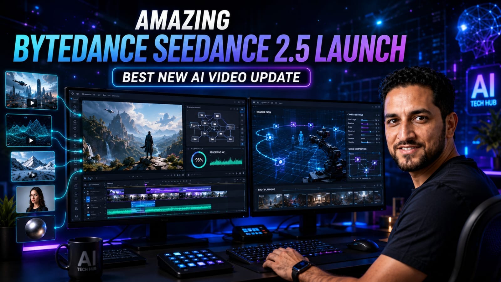 The official announcement of ByteDance Seedance 2.5 showcasing native 4K resolution features and Kling Omni Director camera tracking updates.