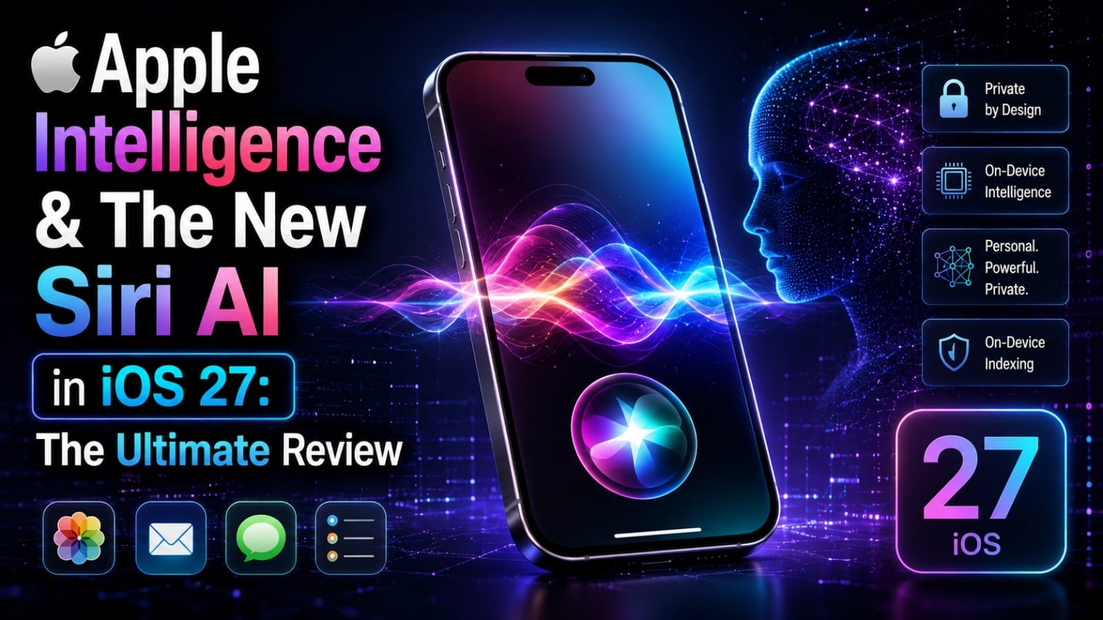 A modern iPhone interface showcasing the glowing new Siri AI update in iOS 27