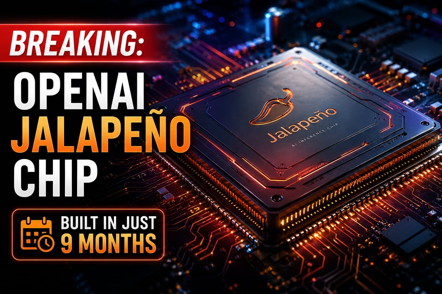 A detailed render of the new OpenAI Jalapeño chip on a motherboard