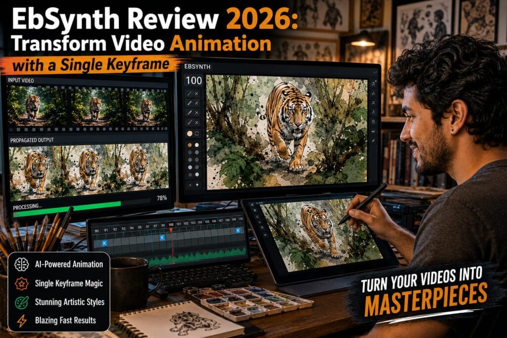 EbSynth video transformation software interface showcasing artistic animation style