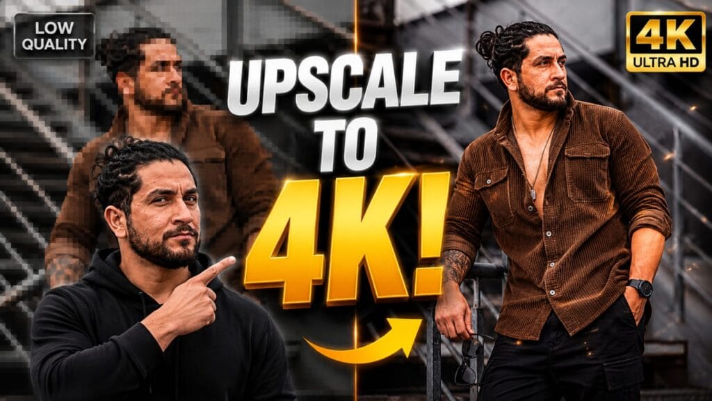 A side-by-side screen comparison showing a blurry, low-resolution video clip being instantly transformed into a crystal-clear 4K resolution using the best AI video enhancers available in 2026.