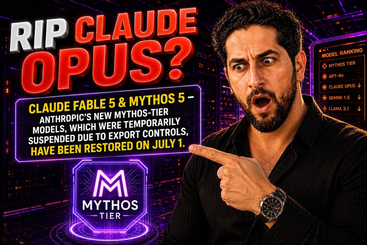 A high-tech digital interface displaying the new Claude Fable 5 Anthropic Mythos tier capabilities and advanced agentic reasoning.