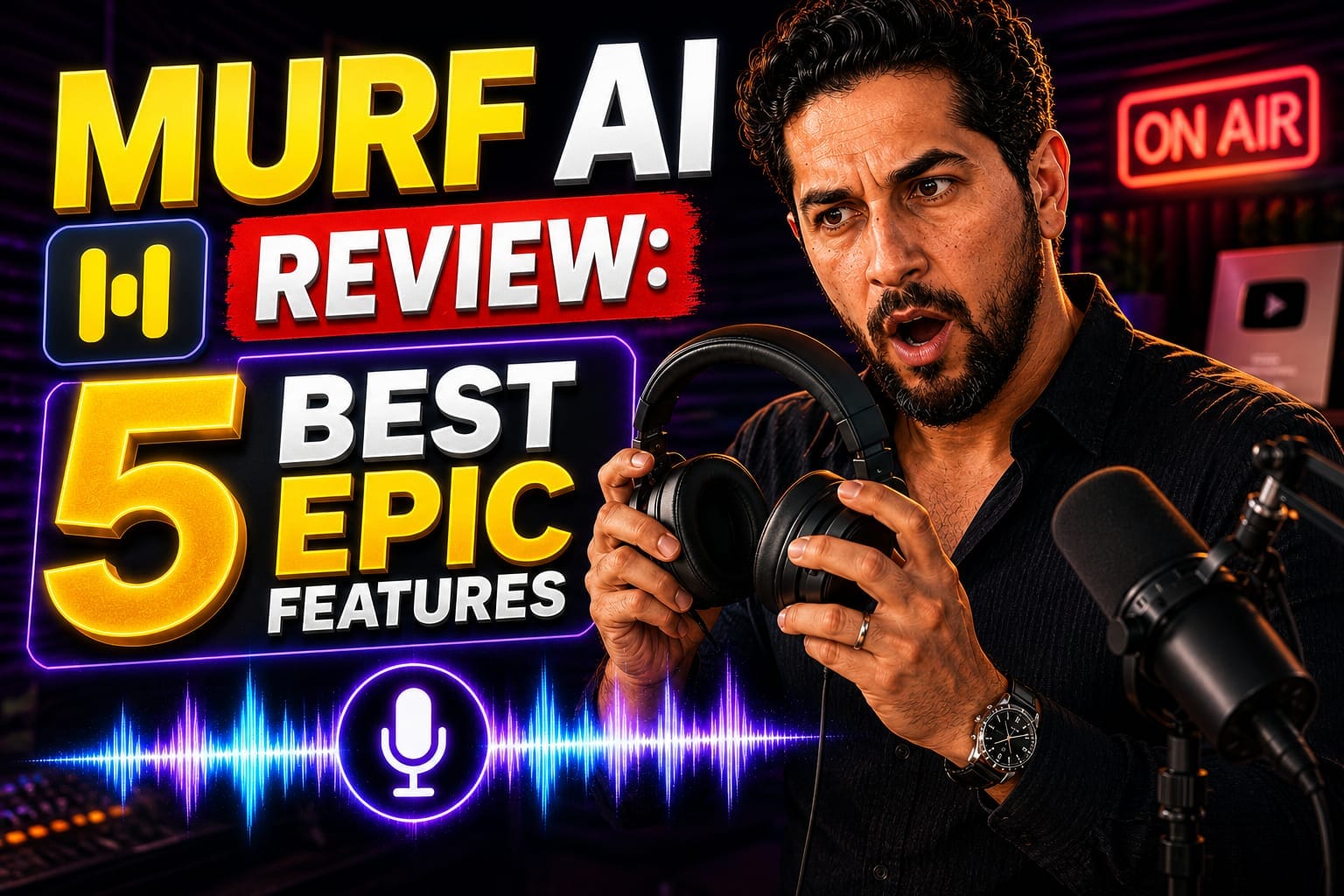 Murf AI review: A modern creator using a digital timeline editor to sync AI voiceovers for a business presentation.