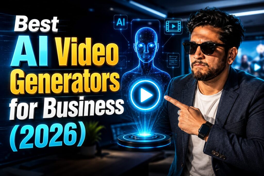 Marketing executive using AI video generators for business to create a corporate training video