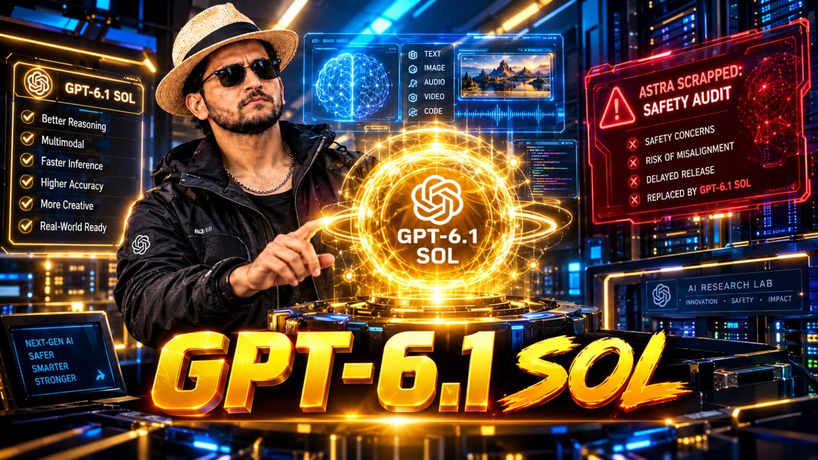 GPT-6.1 Sol Review 2026: Senior technical founder analyzing a server interface comparing OpenAI's GPT-6.1 Sol efficiency with enterprise agentic workflows and coding benchmarks.